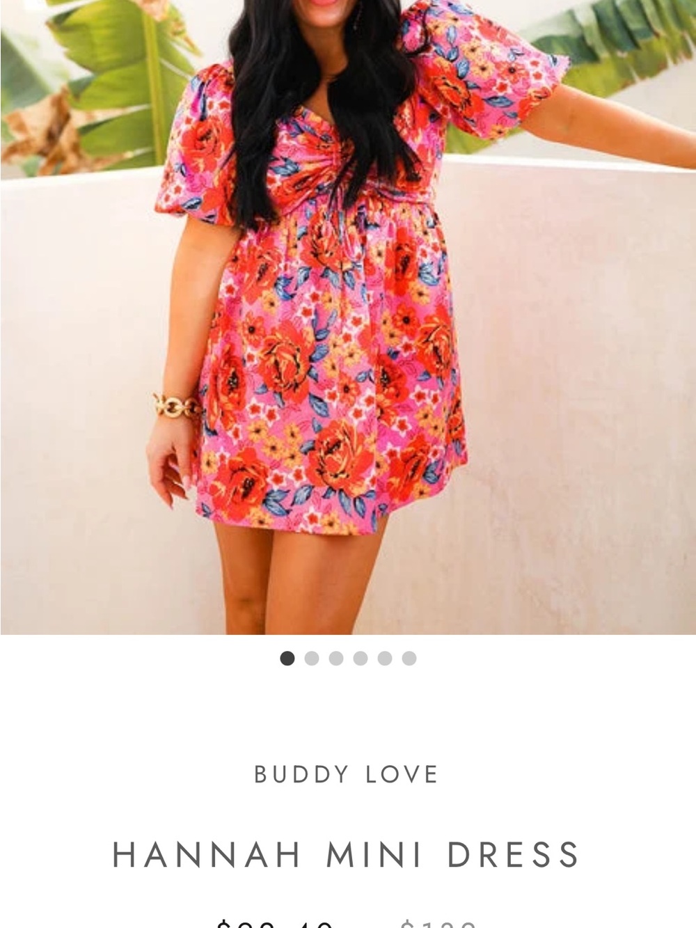 Buddy Love Pink Floral Short-Sleeve Mini Dress